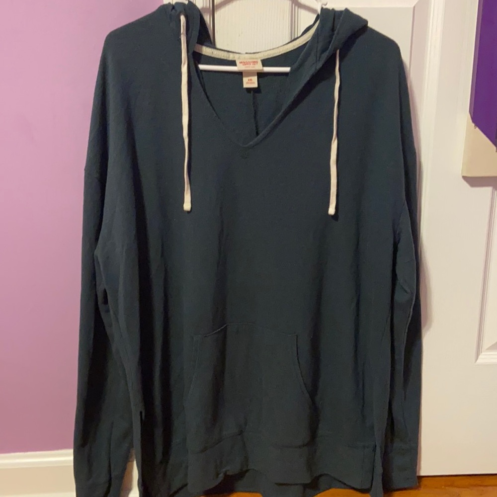 Green V-Neck Hoodie